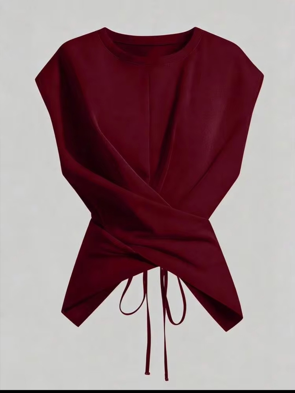 SHEIN Twist-Front Cap Sleeve Top - Burgundy